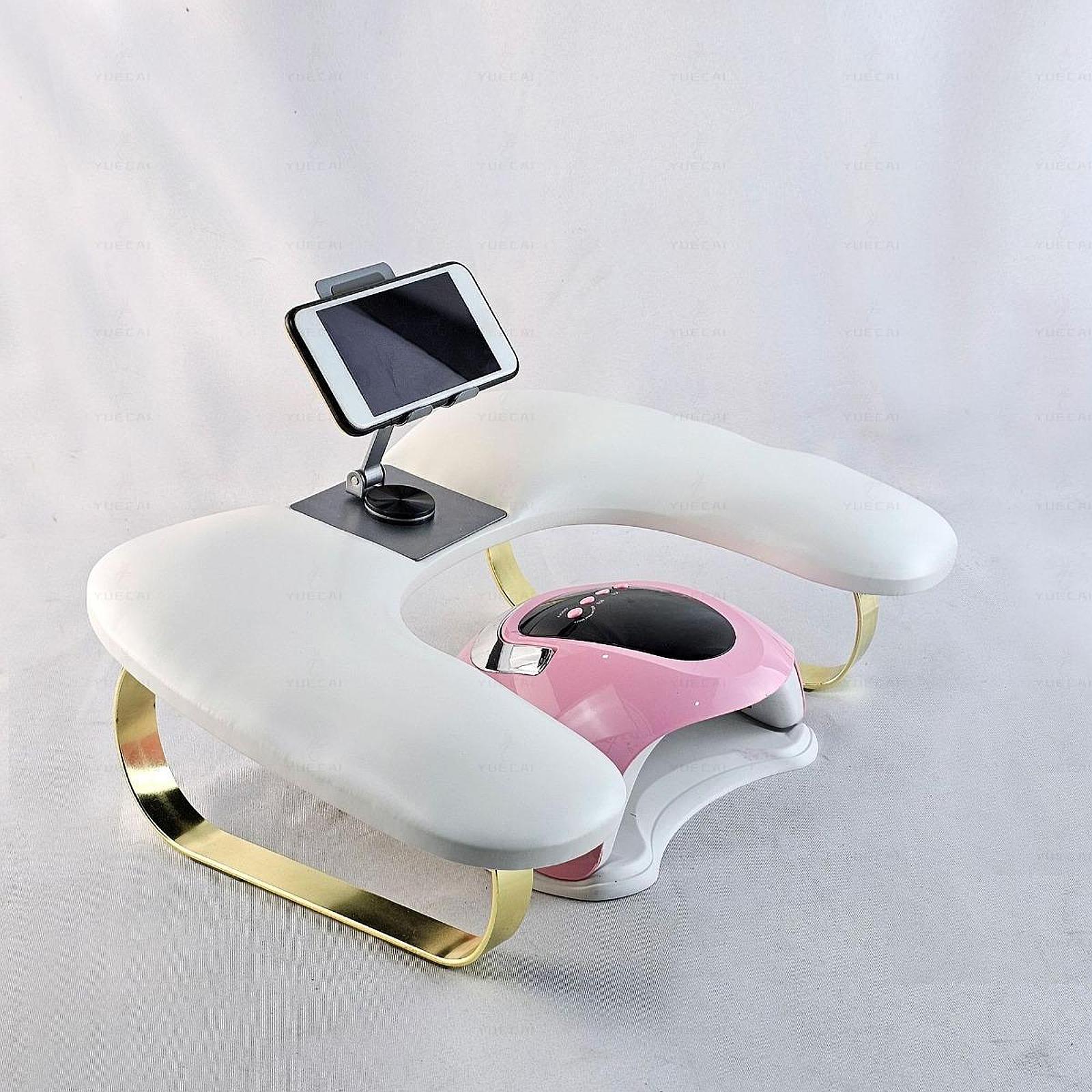 Tech Accessories Phone - หมอนรองมือสำหรับทำเล็บพร้อมที่วางโทรศัพท์ รูปทรงตัวยู ที่วางแขนสำหรับทำเล็บ ทำจากหนัง PU อุปกรณ์เสริมสำหรับทำเล็บ