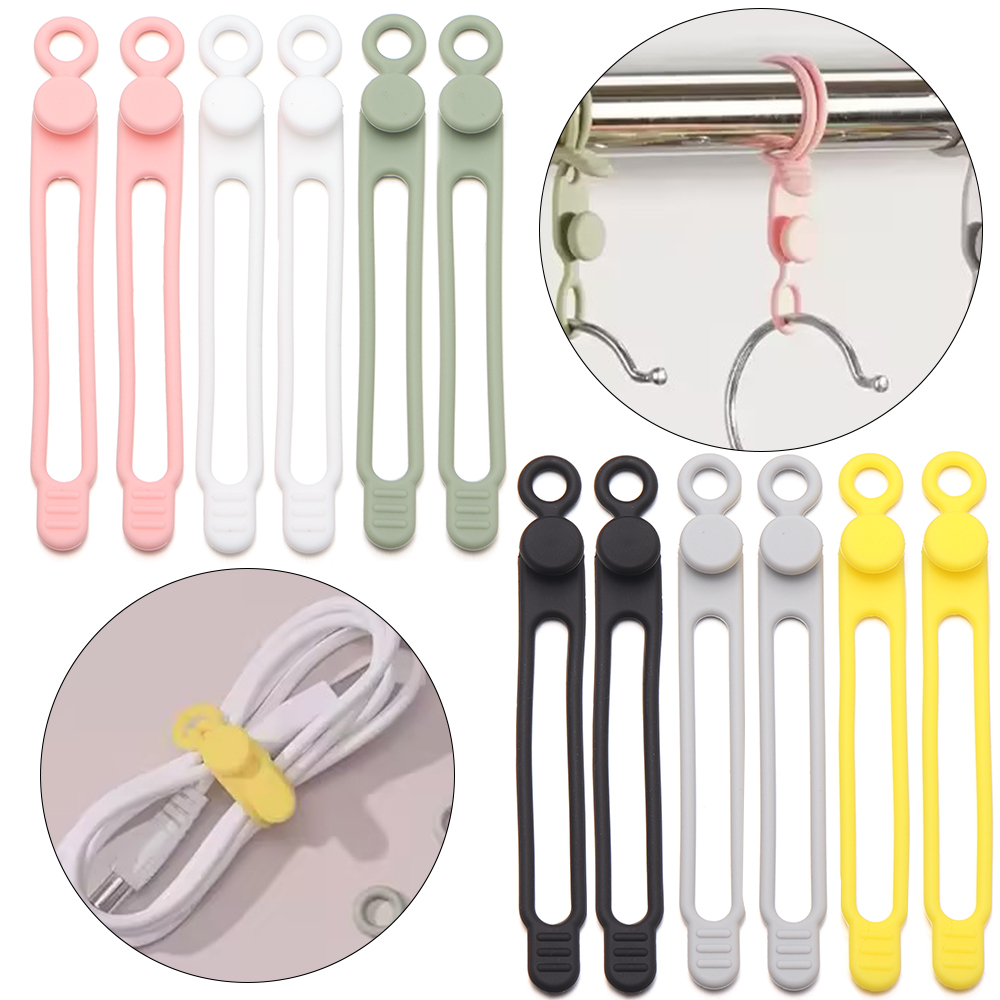 Travel Cable Organizer - 4 ชิ้น/ชุด สายรัดซิลิโคนหลากสีสำหรับจัดระเบียบสายไฟ สายรัดยืดหยุ่นใช้ซ้ำได้ สำหรับจัดระเบียบสายไฟที่บ้านและระหว่างการเดินทาง