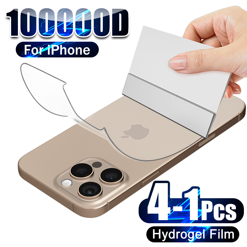 Tech Accessories Phone - 4-1PcsกลับHydrogelฟิล์มสําหรับiPhone 16 15 Pro Max 13