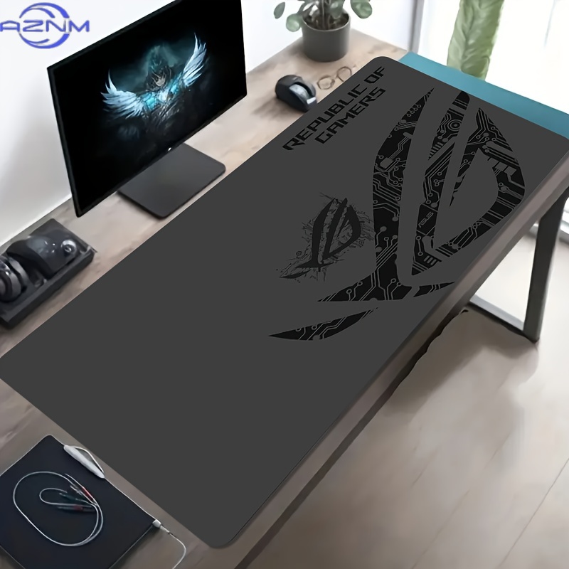 Tech Desktop Accessories - แผ่นรองเมาส์เกมมิ่งขนาดใหญ่ 1 ชิ้น ลายแผงวงจร ROG ฐานยางกันลื่น