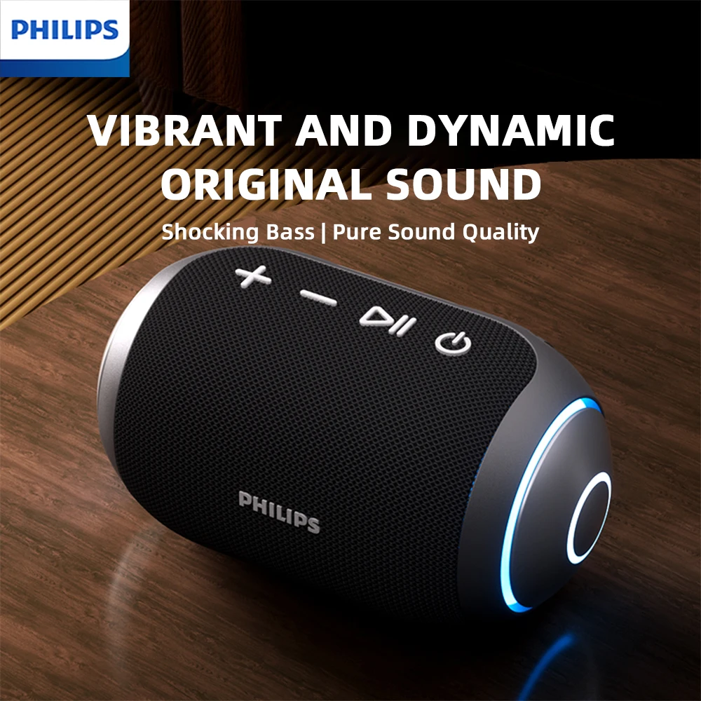 Power Bank Wireless - ลำโพงไร้สายพกพาสำหรับใช้งานกลางแจ้ง Philips TAS3209 พร้อมไฟสีสันสดใส แบตเตอรี่ 1800mAh