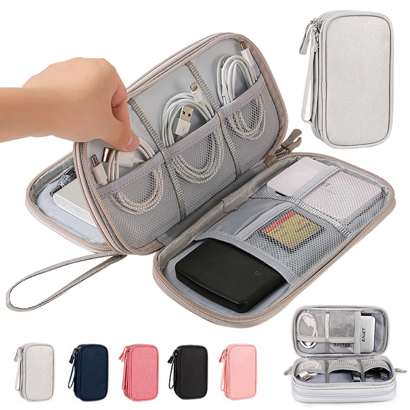 Travel Cable Organizer - กระเป๋าเก็บของดิจิทัลแบบพกพาหลากสี - กระเป๋าจัดระเบียบสายอิเล็กทรอนิกส์สำหรับที่ชาร์จ สาย USB พาวเวอร์แบงค์