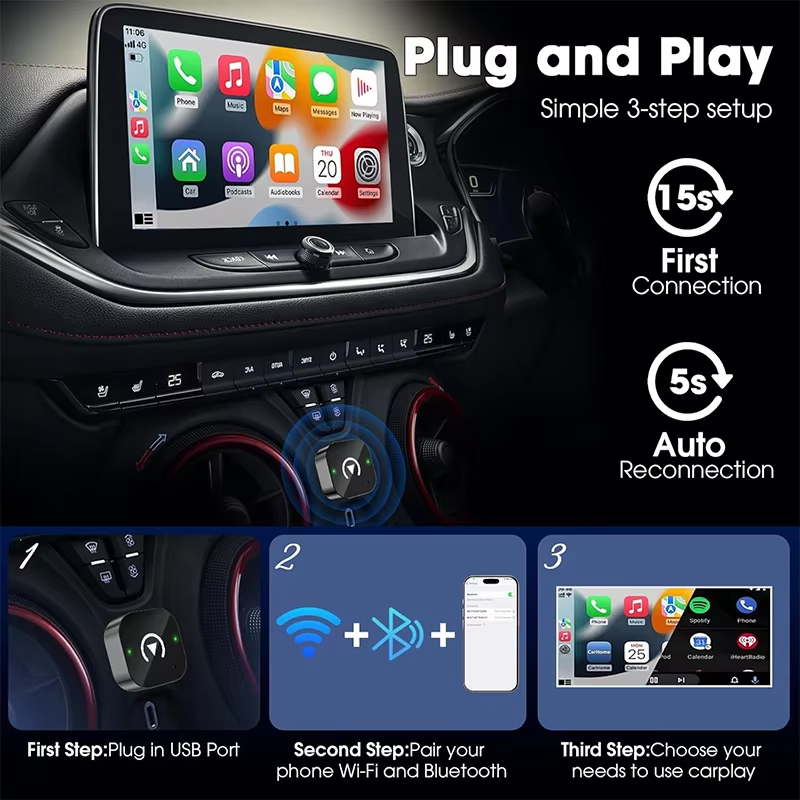 อะแดปเตอร์ CarPlay ไร้สายแบบ 2 - Tech Accessories Phone บทวิจารณ์และราคา